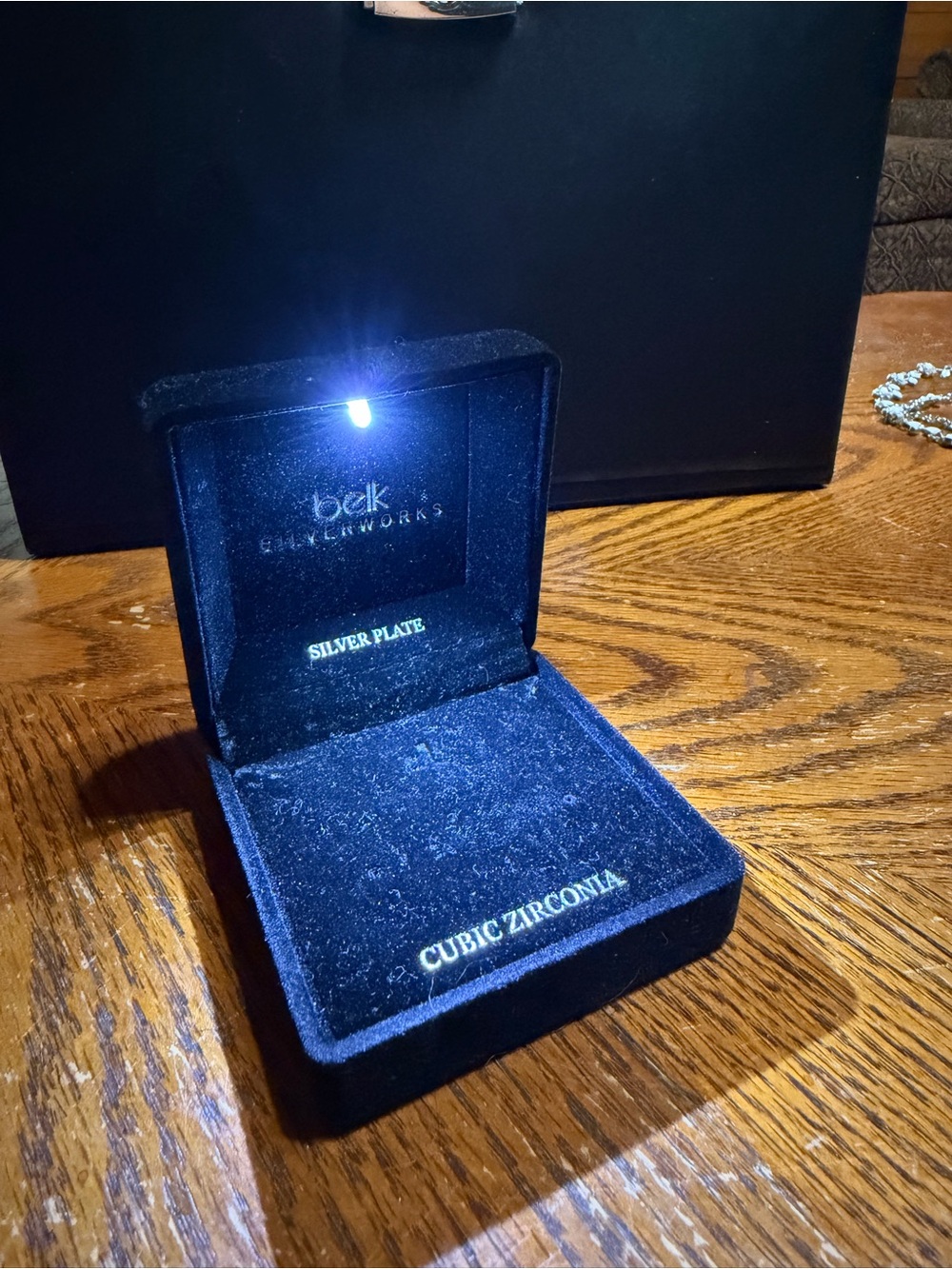 Belk Silverworks Velvet Jewelry Box with Light - Blue